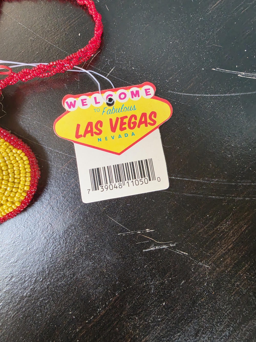 Vintage Las Vegas Sign  Beaded Crossbody Bag - Yellow & Red - Picture 3 of 7